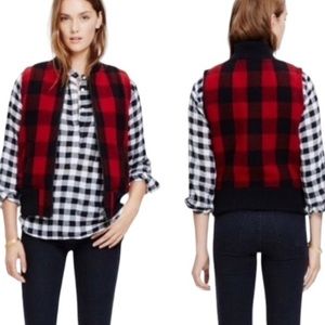 MADEWELL Buffalo Plaid Faux Sherpa Lined Vest size S